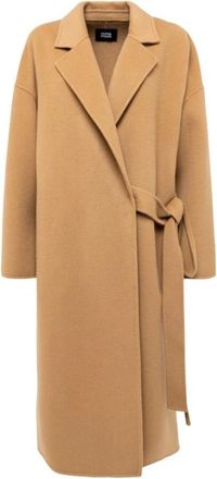 Alpha Studio Cappotto M/L Pura Lana - Dames - Jas met riem - Bruin - XS - Wol - Jassen