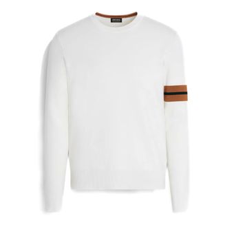 Ermenegildo Zegna Round-neck Knitwear, male, White, Size: 5XL Maglia girocollo in lana High Performance