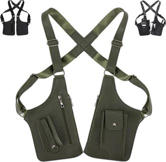 Generic Premium Leather Adjustable Underarm Shoulder Bag, Anti-Theft Hidden Chest Crossbody Travel Bag with Multiple Pockets for Daily Use (Army Green)