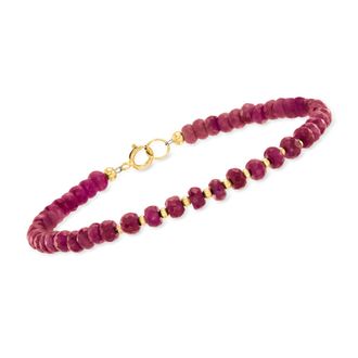 Canaria Canaria Ruby Bead Bracelet in 10kt Yellow Gold