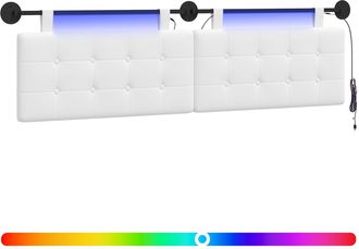 vidaXL Cabecero Colgante Con Luz Led Blanco Tela Vidaxl