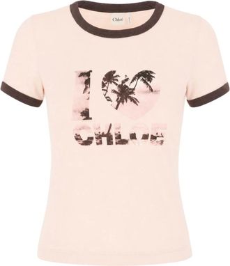 Chlo&eacute; Tops, Dames, Roze, L, Katoen, Bedruikt katoenen T-shirt