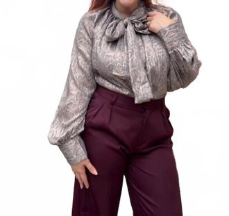Glam Metallic Ties Blouse In Silver