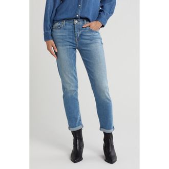 7 For All Mankind Josefina Squiggle Mid Rise Straight Leg Jeans in Ibiza at Nordstrom Rack, Size 25