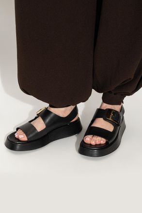 Tod's Gomma Leather Sandals, Womens, Black
