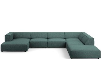 BLOOMINGLOFT 7-Sitzer Design Panorama Sofa Ardenal mit langer Seite rechts, Chenille-Bezug