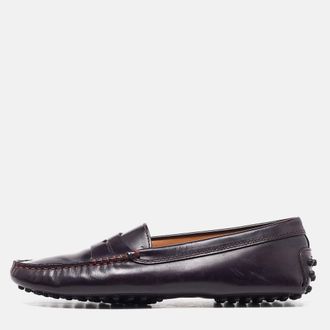 Tod's Tods Purple Leather Detail Penny Loafers