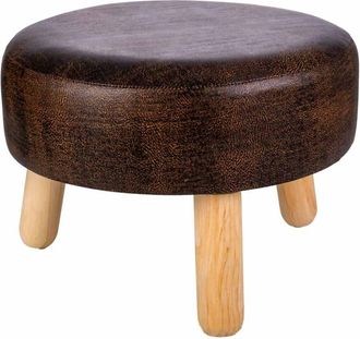 Wanderlust Deco Taburete de madera y polipiel