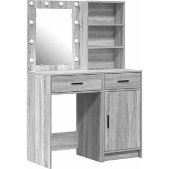 vidaXL Conjunto De Mesa De Tocador Con Caj&oacute;n 2 Pcs Gris Sonoma Vidaxl