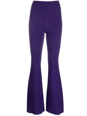 Stella McCartney ribbed-knit flared trousers - women - Viscose/Elastane/Polyamide - S - Purple