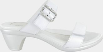 Naot Womens Recent Heeled Slide Sandal In White Pearl