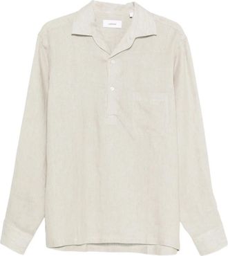 Lardini Polo Shirt met borstzak - Heren - Casual Overhemden - Grijs - M - Linnen - Overhemden