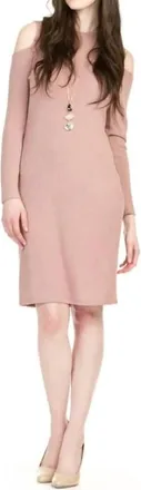 Papillon Cold Shoulder Mock Neck Midi Sweater Dress In Rose