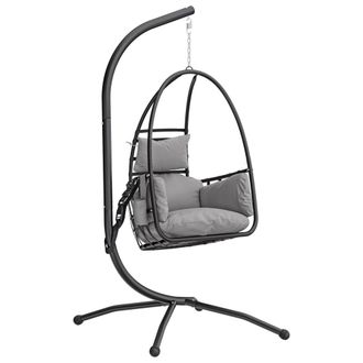 OUTSUNNY Silla colgante huevo 95x115x192 cm gris oscuro