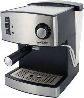 Mesko Mesko - Ms 4403 Cafetera Expresso Manual 15 Bares 1,6 L, Brazo Doble Salida, Espumador Leche, Calientatazas 850w Plata