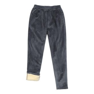 Generic Joggers Womens Warm Corduroy Trousers Thermal Fleece Lined Winter Corduroy Trousers Elastic Waist Cord Plain Casual Trouser Thick Straight Leg Sweatpa