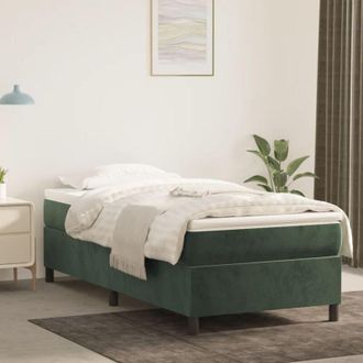 vidaXL Cama Box Spring Con Colch&oacute;n Terciopelo Verde Oscuro 80x200 Cm Vidaxl