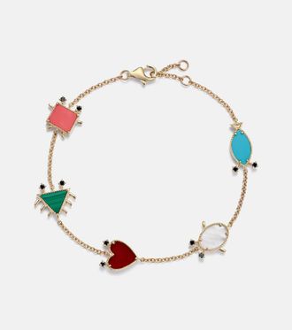 Yvonne L&eacute;on Yvonne L&eacute;on Petits Personnages 9kt gold bracelet with gemstones