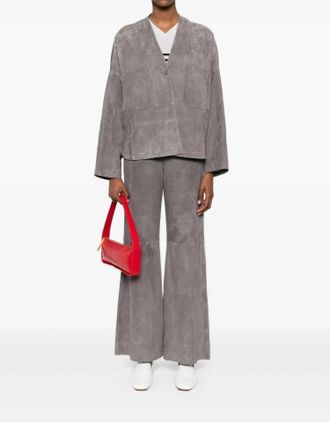 Forte_Forte Light Suede High Waist Pants In Ombra