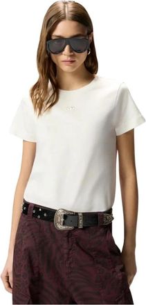 Pinko Bussolotto T-shirt - Dames - T-shirts - Wit - S - Katoen - Tops