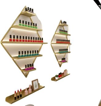 OEM Estante Para Esmaltes De U&ntilde;as, De Hierro, Para Montaje En Pared, 5 Niveles, Capacidad Para 90 Frascos, Color Dorado