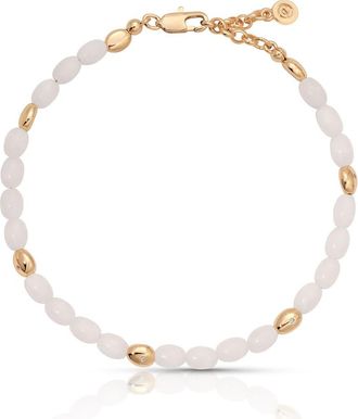 Ettika Freshwater Pearl Pebble Anklet in Bone at Nordstrom