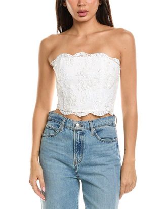 Alice & Olivia Alice + Olivia Ceresi Embellished Lace Smocked Back Bandeau Top