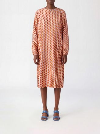 Dries Van Noten Tunica lunga a pois in pura seta con spalle scese