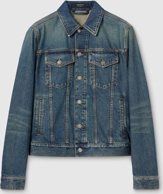 Gucci Cotton Denim Jacket With Horsebit, Size 44 IT, Blue, Ready-to-wear