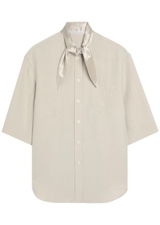 Maria McManus Tie-neck Satin-crepe Shirt - Beige - S (UK8-10 / S)