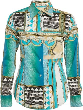Etro Camicia in cotone con stampa paisley - Blu