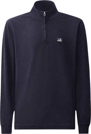 C.P. Company Stretch Piqu&eacute; Half-Zip Long Sleeve Polo - Heren - Vesten met rits - Blauw - XL - Katoen - Hoodies & sweatvesten