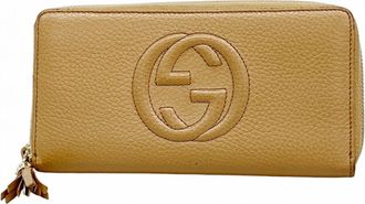 Gucci Beige Leather Long Wallet (Bi-Fold) (Pre-Owned)