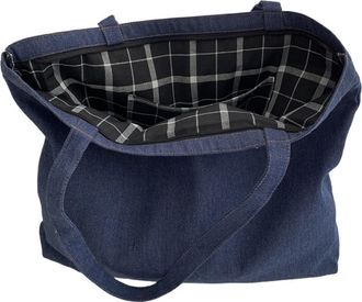 Generic Solid Color Simple Womens Shoulder Bag Large Capacity Portable Ladies Shopping Retro Handbags(M dark blue)