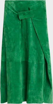 Bottega Veneta Suede Midi Wrap Skirt
