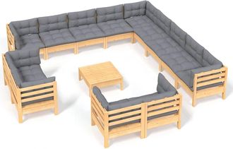 vidaXL Juego De Muebles De Jard&iacute;n 14 Pzas Y Cojines Madera Maciza Pino Vidaxl