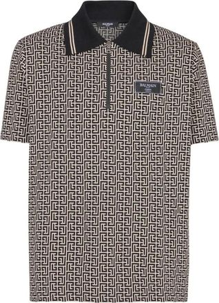 Balmain Half-Front Zip Jacquard Sweater - Heren - Polos - Veelkleurig - XL - Katoen - Tops