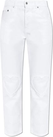 Moschino Jeans met Hartmotief - Dames - Cropped Jeans - Wit - XS - Katoen - Jeans