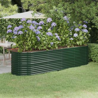 vidaXL Jardinera Arriate Acero Galvanizado Verde 296x80x68 Cm Vidaxl