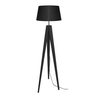 Tosel Lamp&aacute;ra de pie madera Alt.163cm negro ;Pantalla: negro