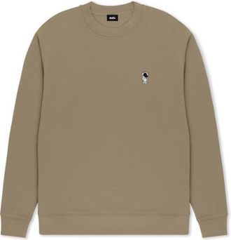 Dalix Astronaut Relaxed Midweight Fleece Crewneck Sweatshirt in Sand at Nordstrom, Size X-Large