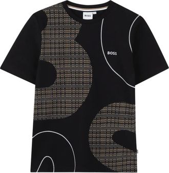 BOSS Kidswear abstract graphic-print T-shirt - kids - Cotton - 14 - Black