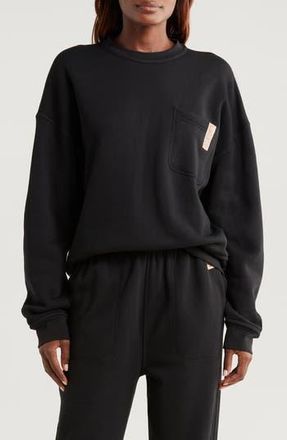Lunya Silksweats Oversize Cotton Blend Pajama Sweatshirt in Immersed Black at Nordstrom Rack, Size Medium