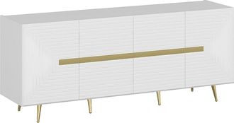 Vente-Unique Aparador con 4 puertas de MDF - Blanco y dorado - MOLYA de Pascal MORABITO