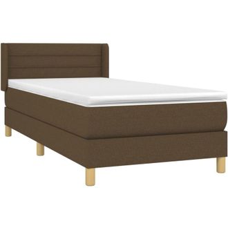 vidaXL Cama Box Spring Con Colch&oacute;n Tela Marr&oacute;n Oscuro 100x200 Cm Vidaxl