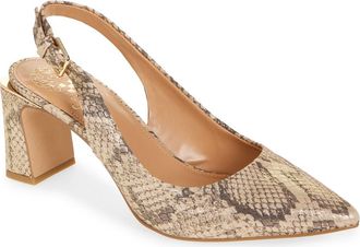 Vince Camuto Hamden Pointed Toe Slingback Pump in Natural Gold Snake at Nordstrom, Size 5.5