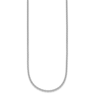 Diamond2Deal 14K White Gold Rhodium-plated Polished 3.0mm Solid Cable Chain Necklace