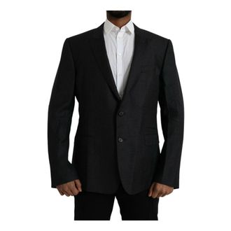 Dolce & Gabbana Blazers, male, Black, 3XL, Slim Fit Wool Coat Blazer