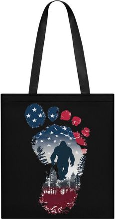 Generic USA Flags Bigfoot Sasquatch Footprint Tote Bag for Women Men Shoulder Bags Purses Pouch Handbags