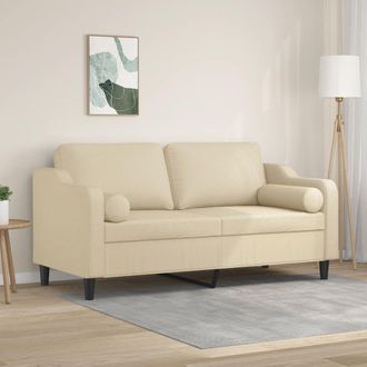 vidaXL Sof&aacute; De 2 Plazas Con Cojines Tela Color Crema 140 Cm Vidaxl